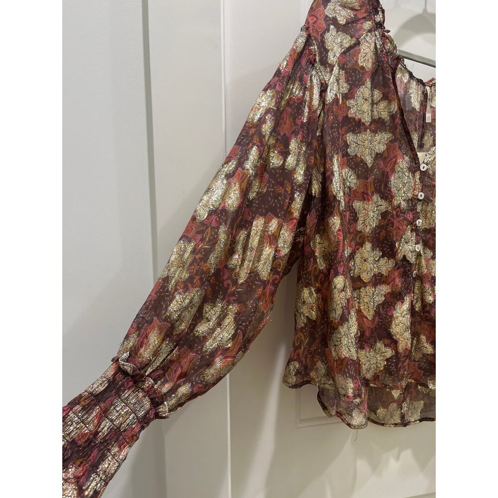 NWT Free People Scorpio Blouse in Bittersweet Combo Sz S - Picture 3 of 10